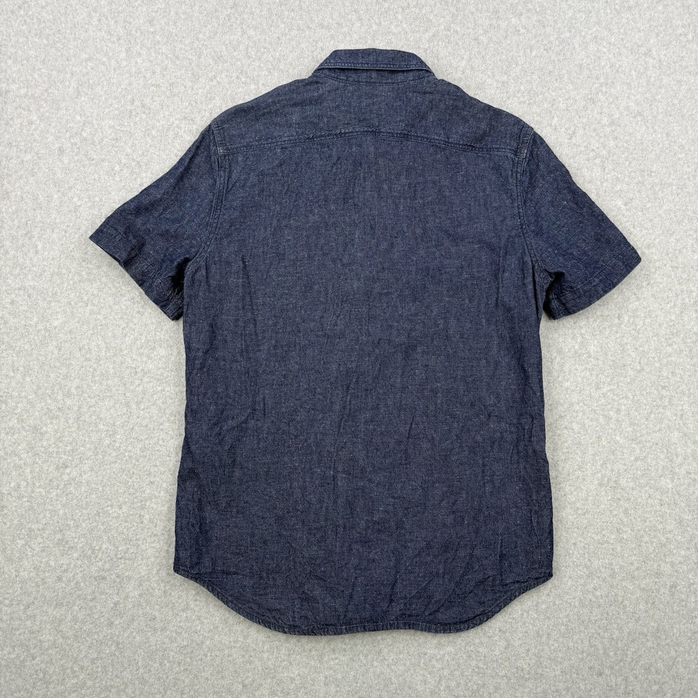 Levis Shirt Mens Small Blue Denim Hemp Blend Button Up Short Sleeve Casual - Picture 4 of 10